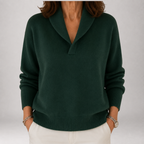 Genevra Strickpullover mit Schalkragen in Waldgrün
