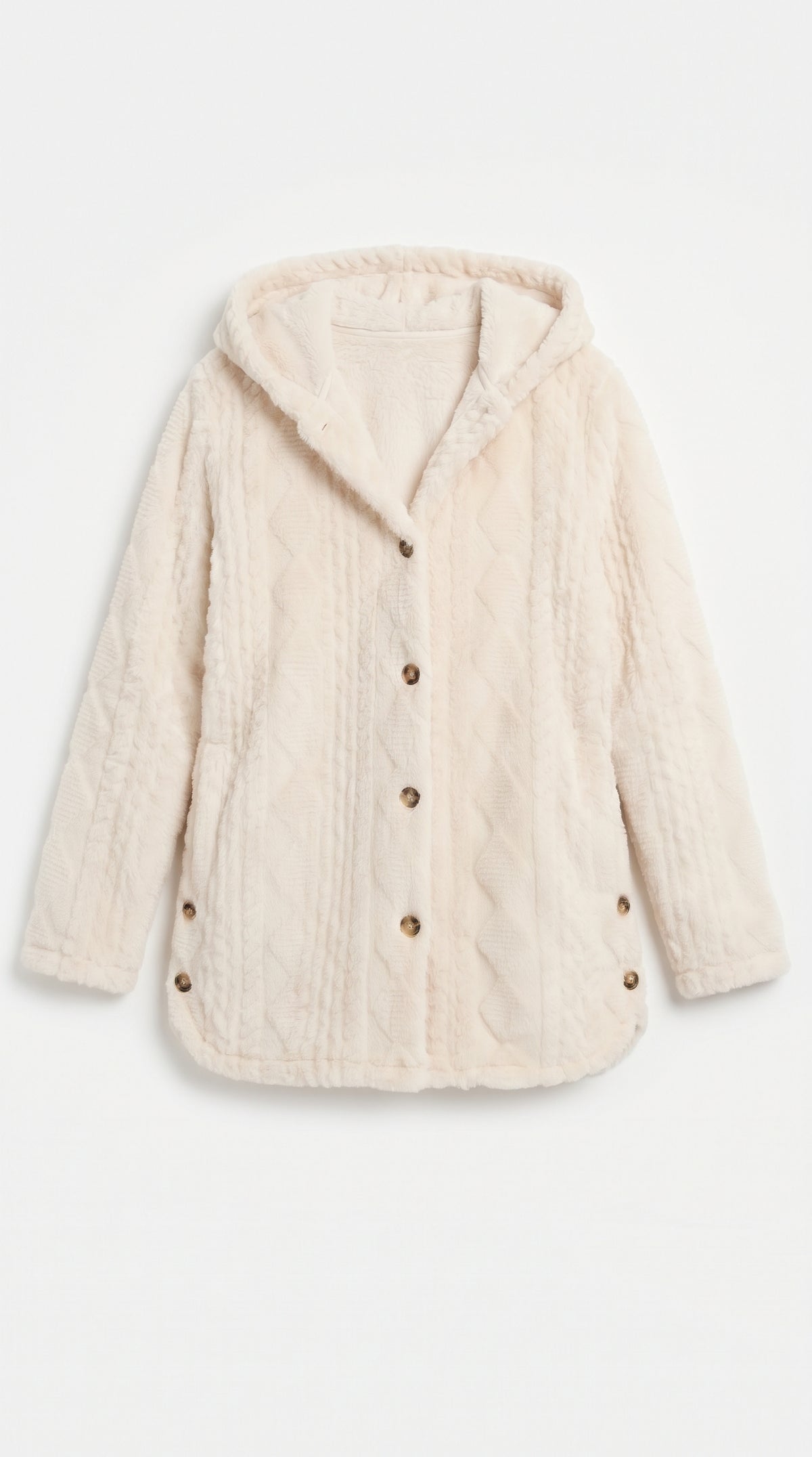 Lotta – Abrigo de punto y tejido polar con capucha