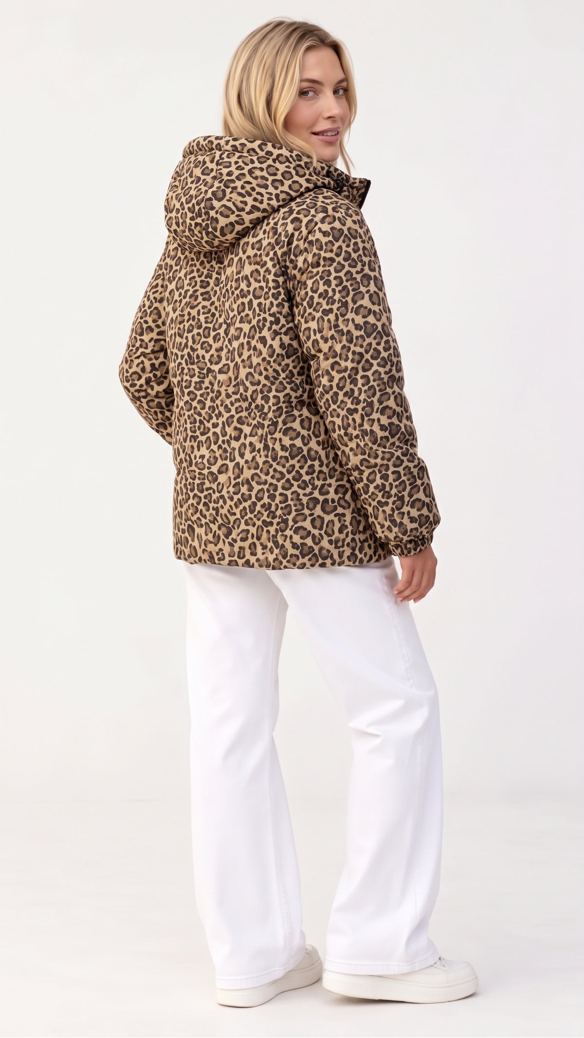 Leo-Urban – Sudadera con capucha, estampado de leopardo y bolsillo canguro