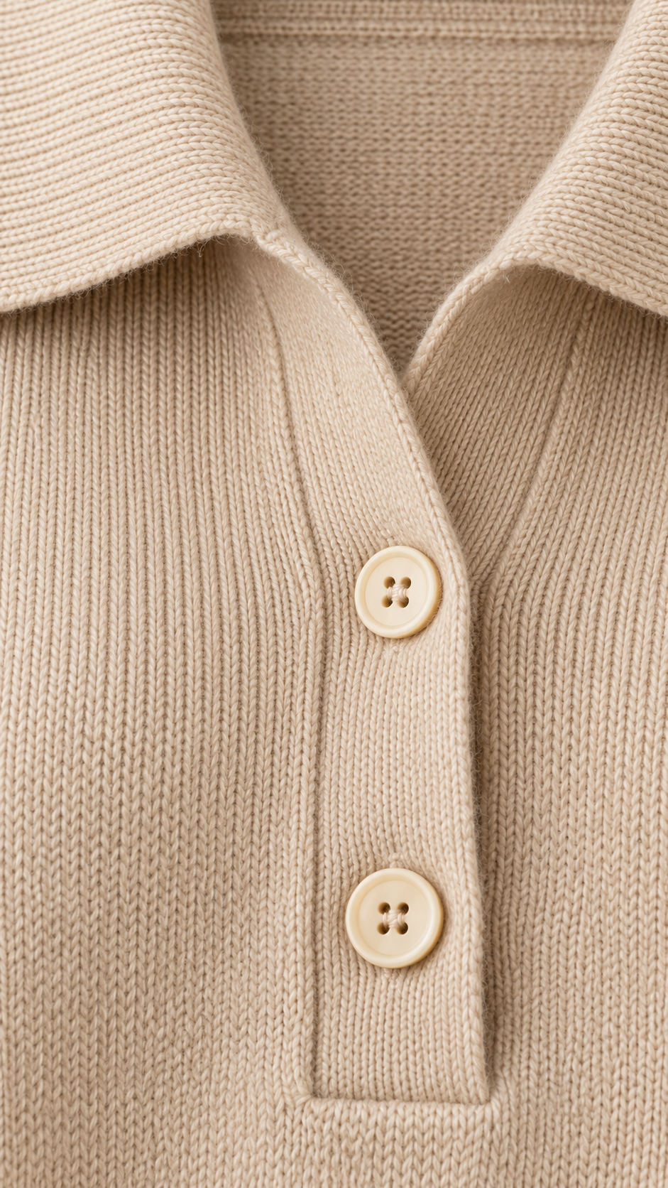 Adaline Polo-Strickpullover in Haferbeige – Details