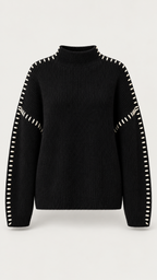 Alma – Schwarzer Oversizepullover, Produktansicht