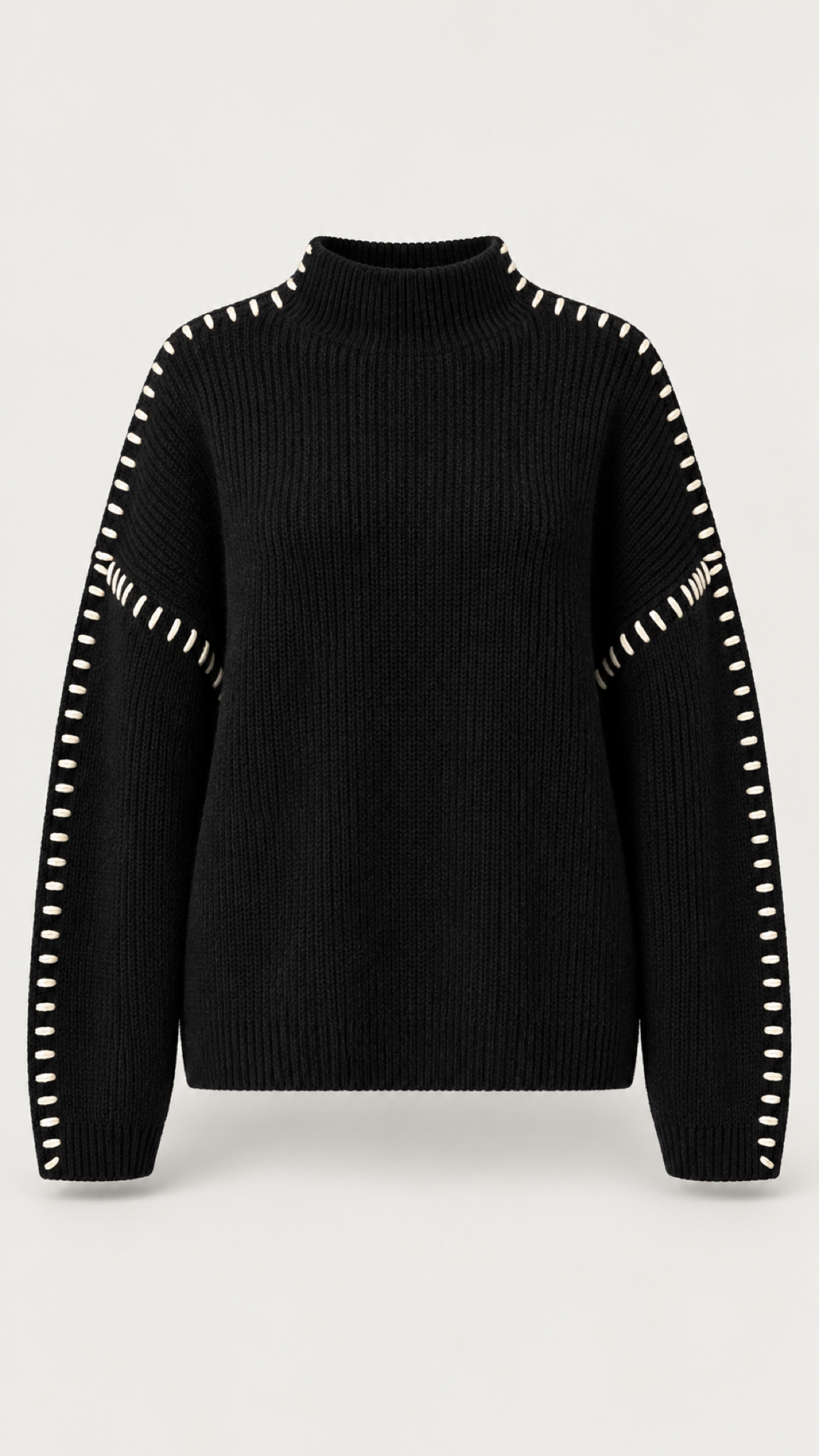 Alma – Schwarzer Oversizepullover, Produktansicht