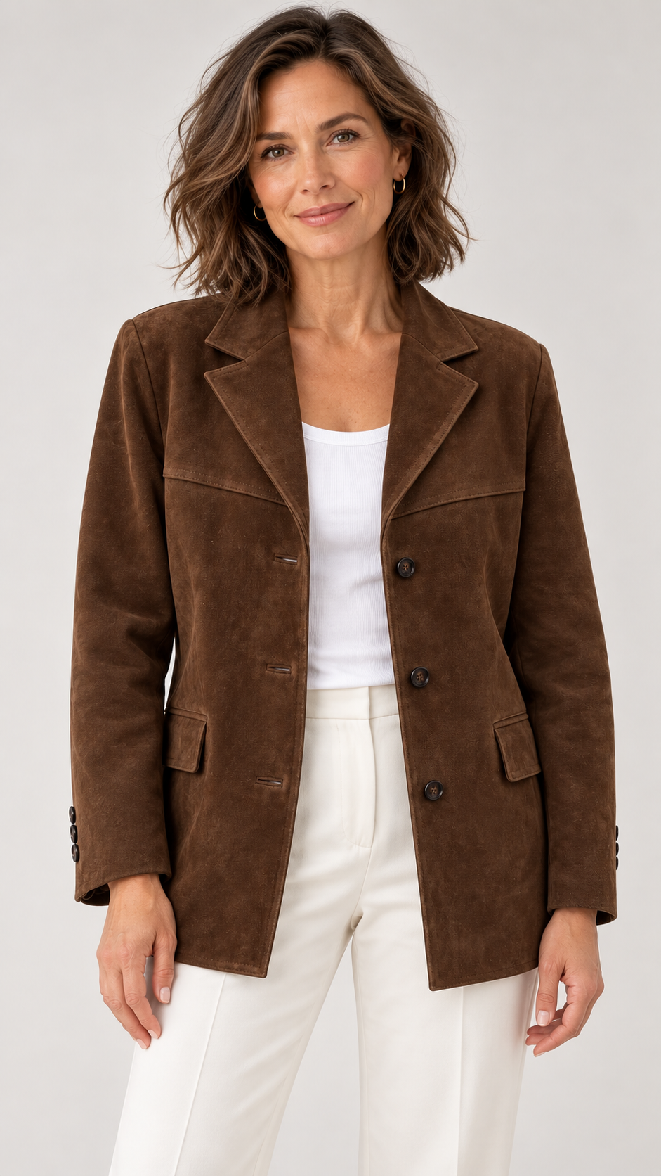 Banbury – Brauner Blazer in Wildlederoptik, Vorderansicht