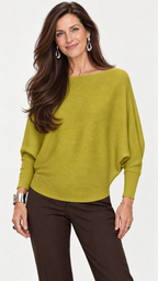 Strickpullover mit U-Boot-Ausschnitt – Gelb – Vorderansicht