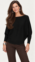Strickpullover mit U-Boot-Ausschnitt – Schwarz – Vorderansicht