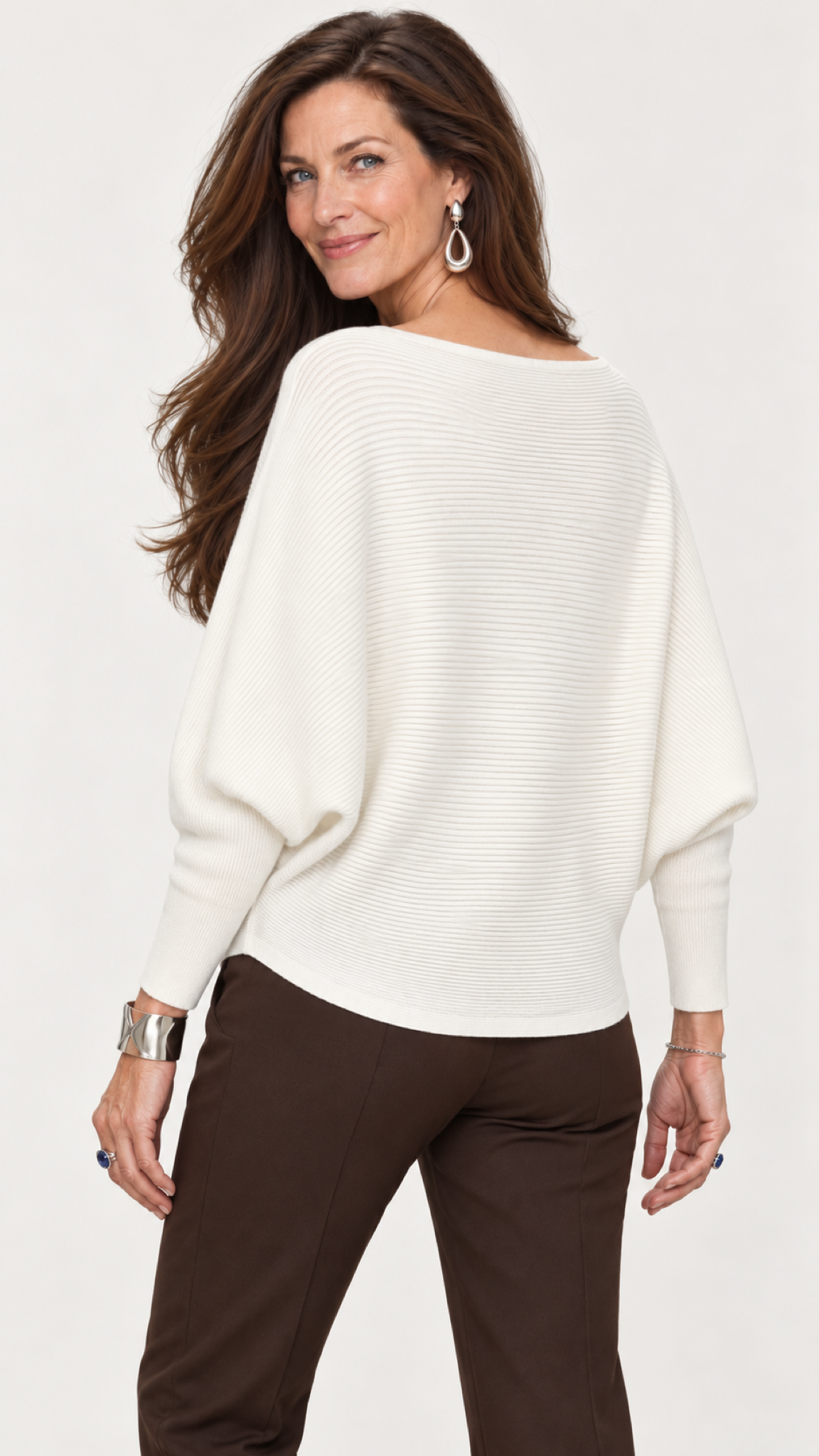 Strickpullover mit U-Boot-Ausschnitt – Weiß – Bild 3