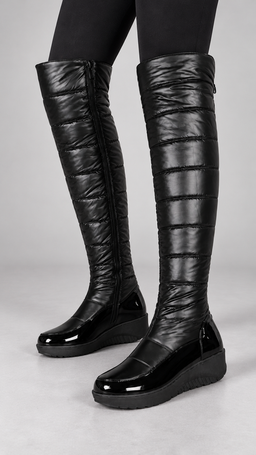 Bootara – Schwarze Winterstiefel, Vorderansicht