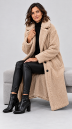 Brionyssa – Beiger Teddymantel im legeren Look