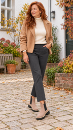 Chelsea-Stiefeletten – Apricot – Outfitansicht