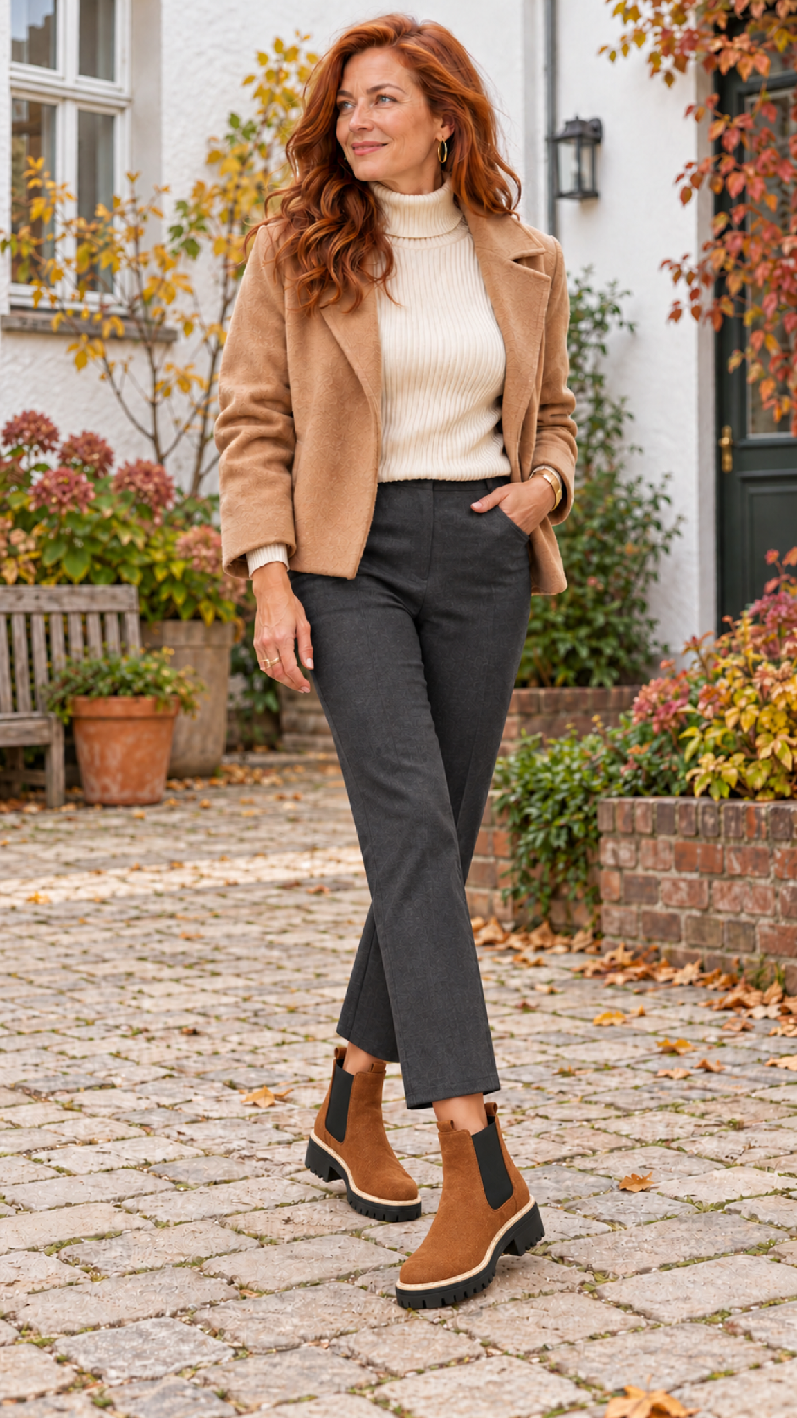 Chelsea-Stiefeletten – Braun – Outfitansicht