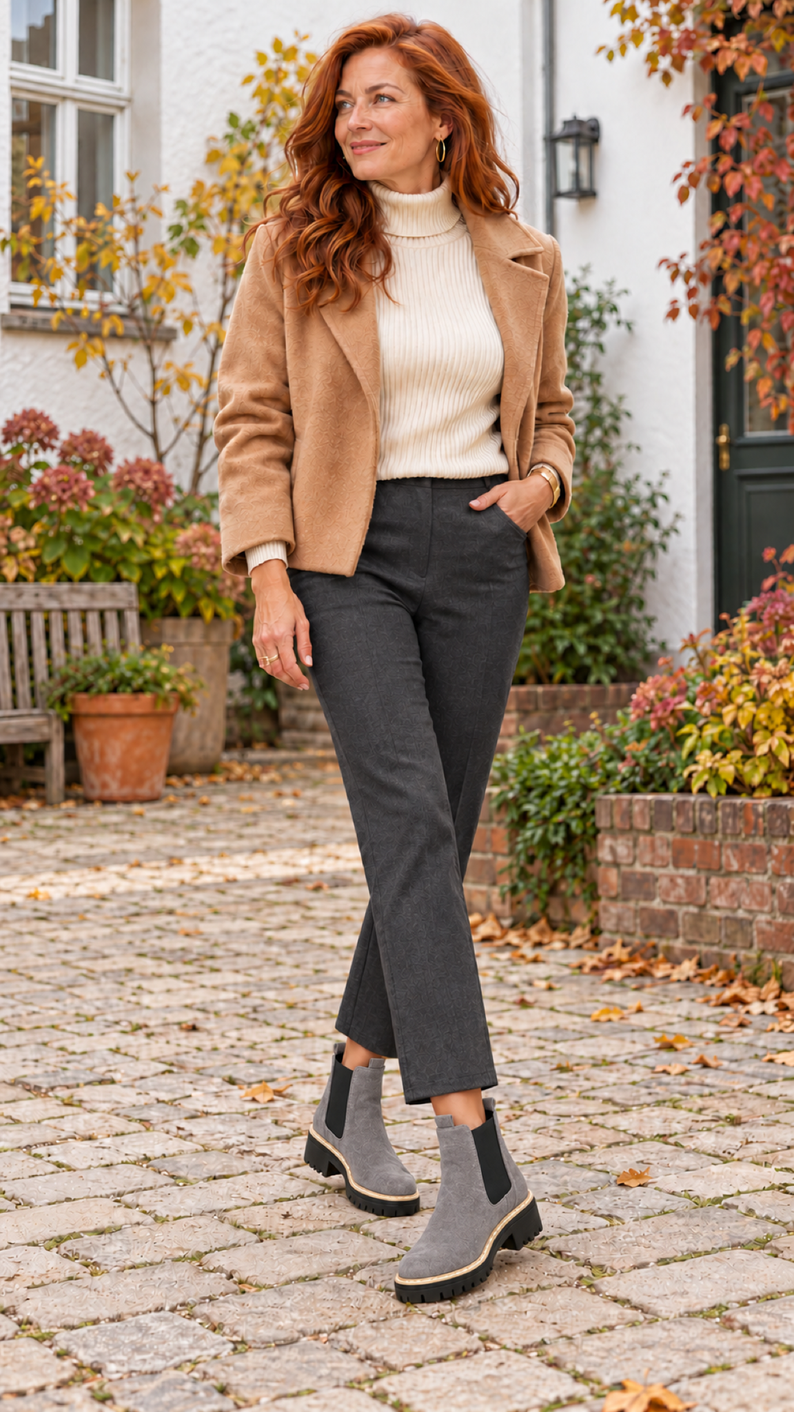 Chelsea-Stiefeletten – Grau – Outfitansicht