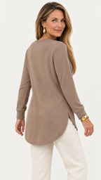 Sweatshirt mit geschwungenem Saum – Braun – Bild 3