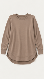 Sweatshirt mit geschwungenem Saum – Braun – Bild 6