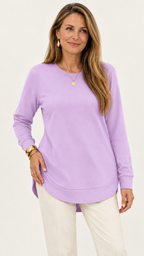 Sweatshirt mit geschwungenem Saum – Lila – Vorderansicht