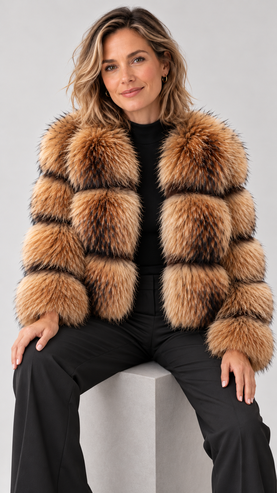 Dacy – Braune Kunstfelljacke im legeren Look