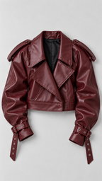 Deena – Bordeauxrote Kunstlederjacke, Produktansicht