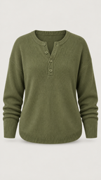 Faylinn Henley-Strickpullover in Olivgrün – Produktansicht