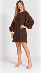 Florina Minikleid mit Blütendetails – Braun – Ansicht 13