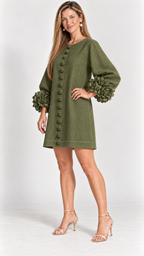 Florina Minikleid mit Blütendetails – Grün – Ansicht 11