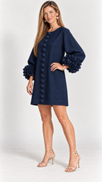 Florina Minikleid mit Blütendetails – Marineblau – Ansicht 9