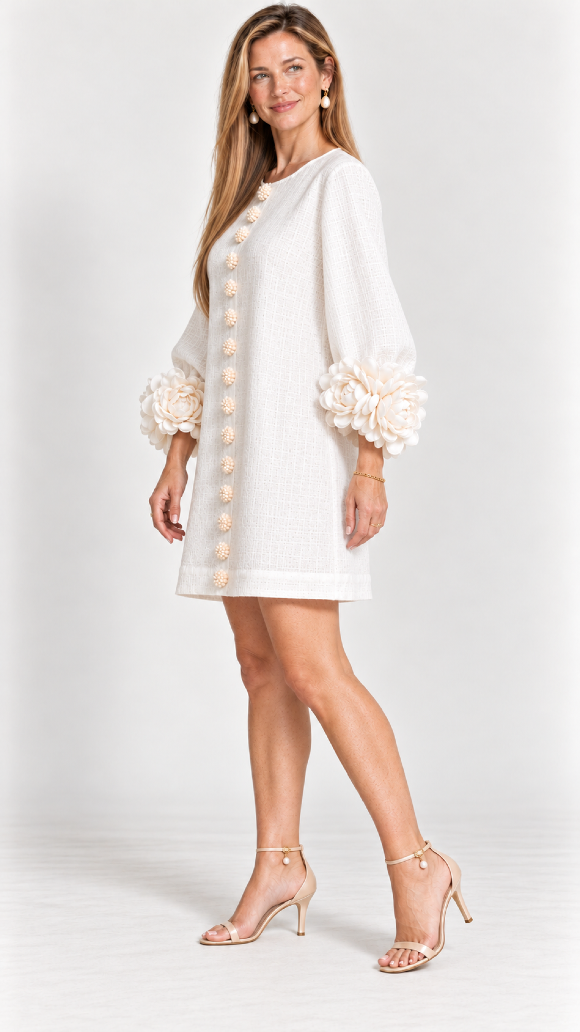 Florina Minikleid mit Blütendetails – Off White – Ansicht 4