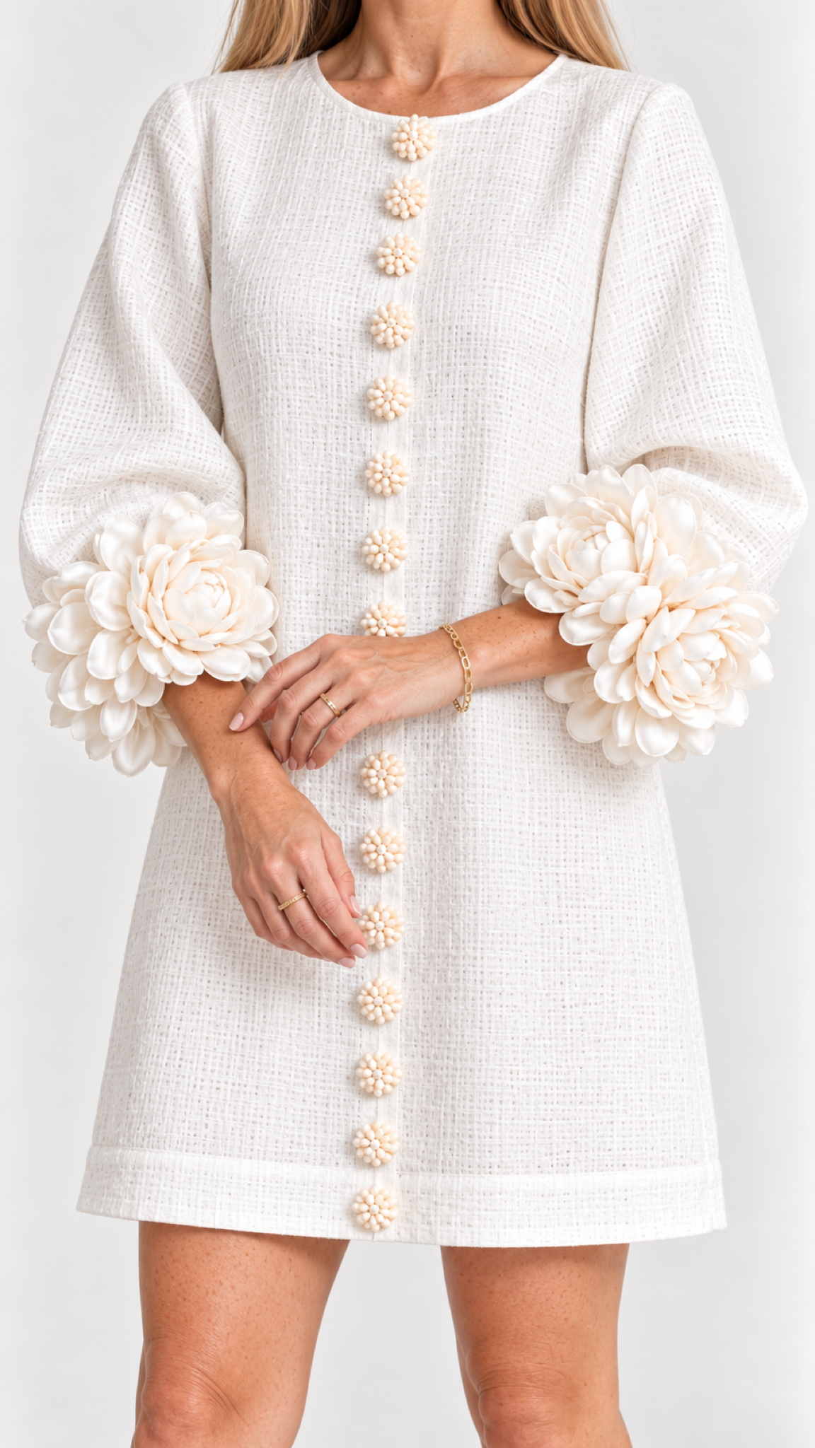 Florina Minikleid mit Blütendetails – Off White – Ansicht 5
