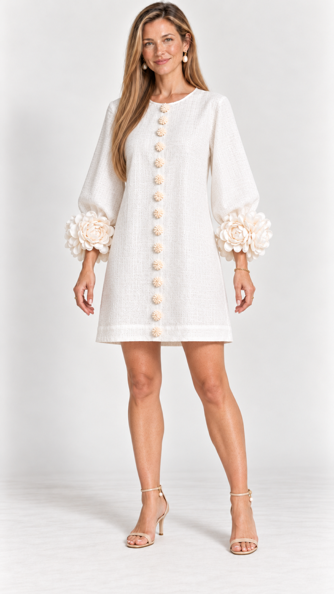 Florina Minikleid mit Blütendetails – Off White – Ansicht 6
