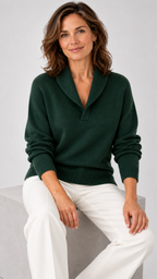 Genevra – Waldgrüner Strickpullover im legeren Look