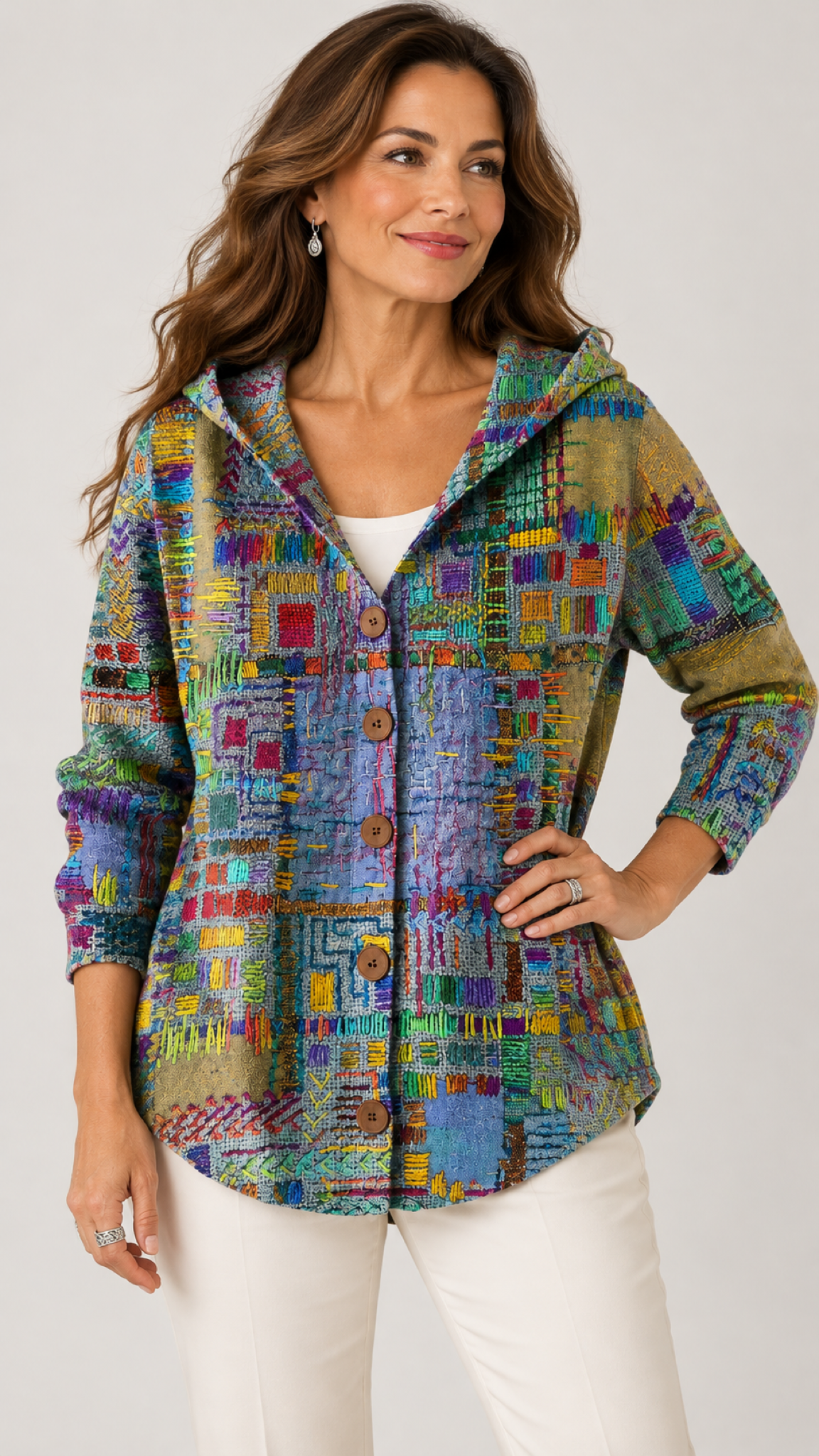 Halcyon Patchwork-Strickjacke Bunt – 01-principal