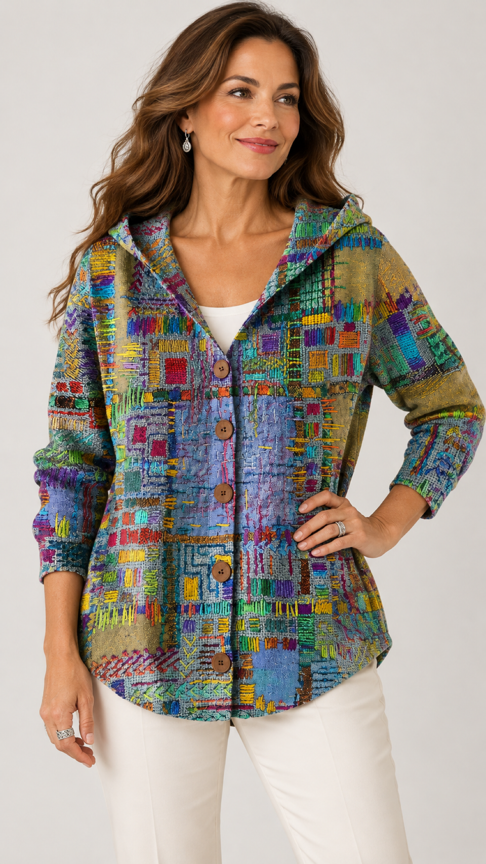 Halcyon Patchwork-Strickjacke Bunt – 01-principal