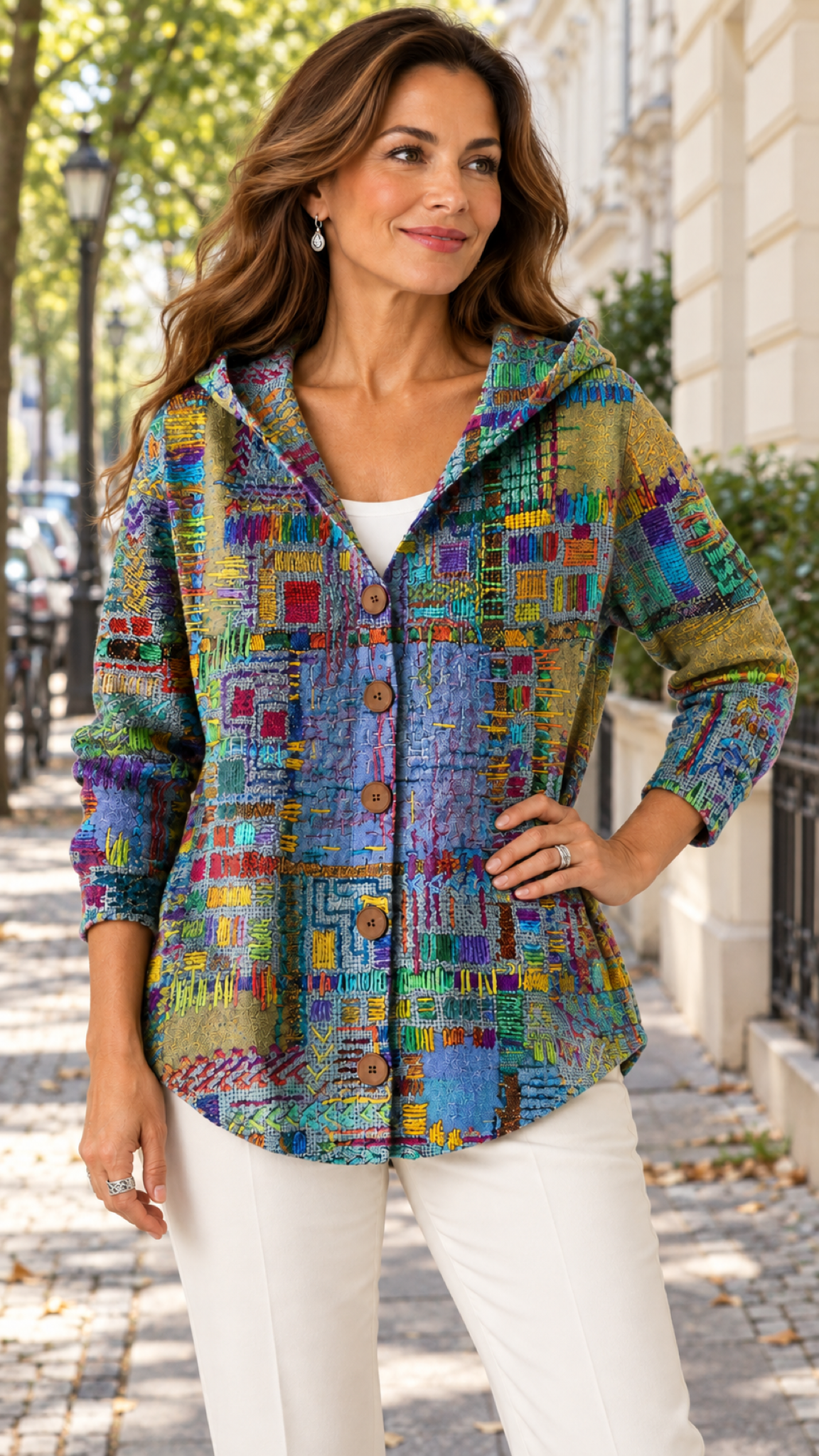 Halcyon Patchwork-Strickjacke Bunt – 02-europa