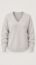 Hesper V-Ausschnitt-Strickpullover in Hellgrau – Produktansicht