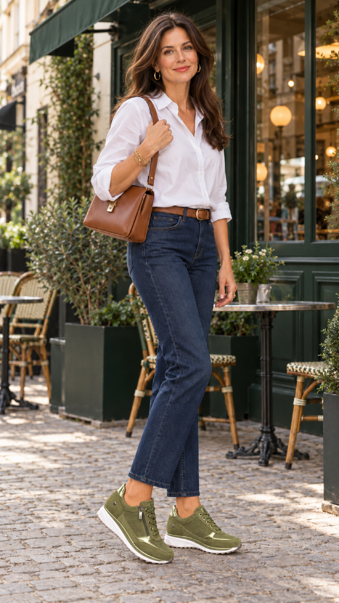 Sneaker mit Keilsohle – Grün – Outfitansicht