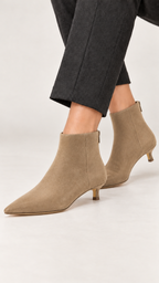 Spitze Stiefeletten mit Kitten-Heel – Beige – Ansicht 1