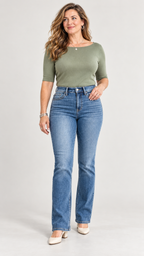 Nora Stretch-Jeans – Mittlere Wäsche – Ganzkörperansicht vorne