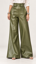 Retro-Chic PU-Hose – Green – Ansicht 1