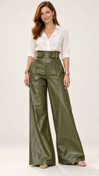 Retro-Chic PU-Hose – Green – Ansicht 4