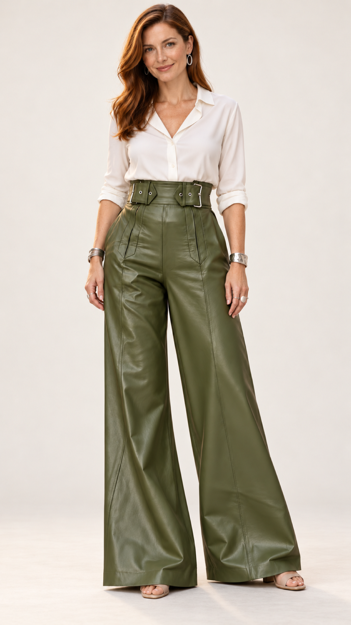 Retro-Chic PU-Hose – Green – Ansicht 4