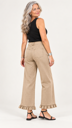 Khaki-Hose mit Rüschensaum – Ansicht 3
