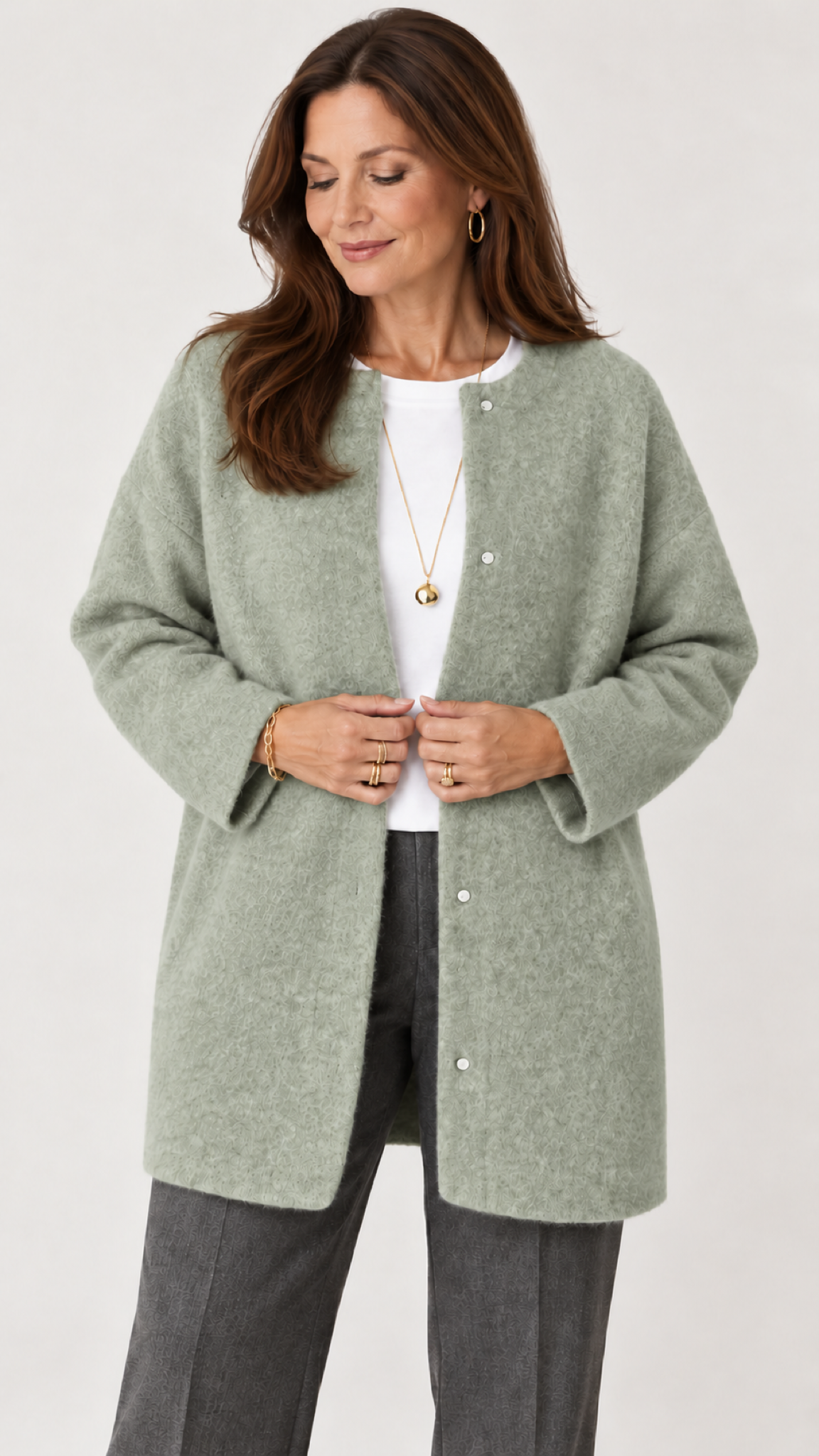Ruperta Strickjacke in Grün – detalhe
