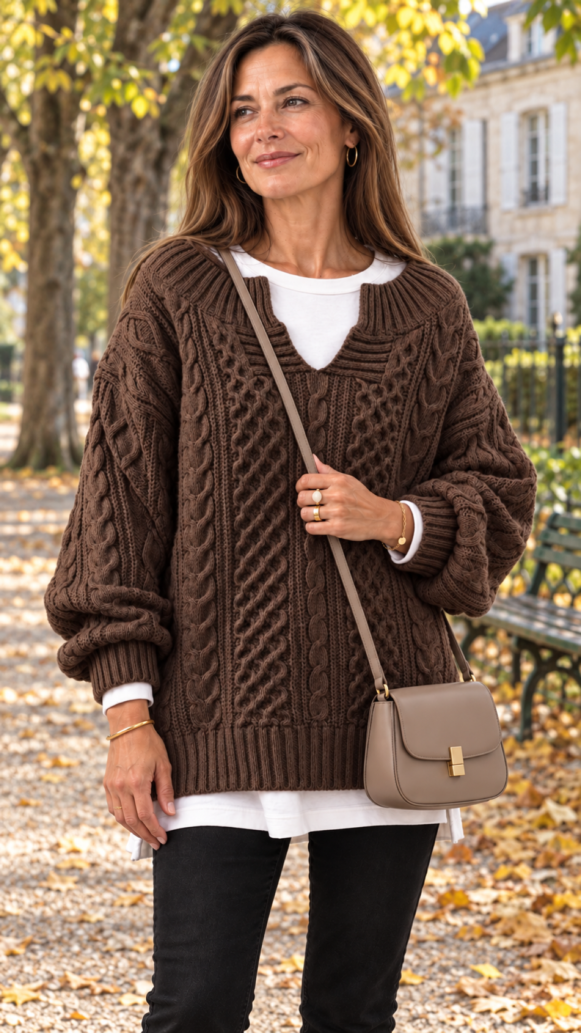 Stacy Oversize-Strickpullover – Braun – Ansicht 8