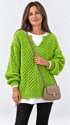 Stacy Oversize-Strickpullover – Grün – Ansicht 15