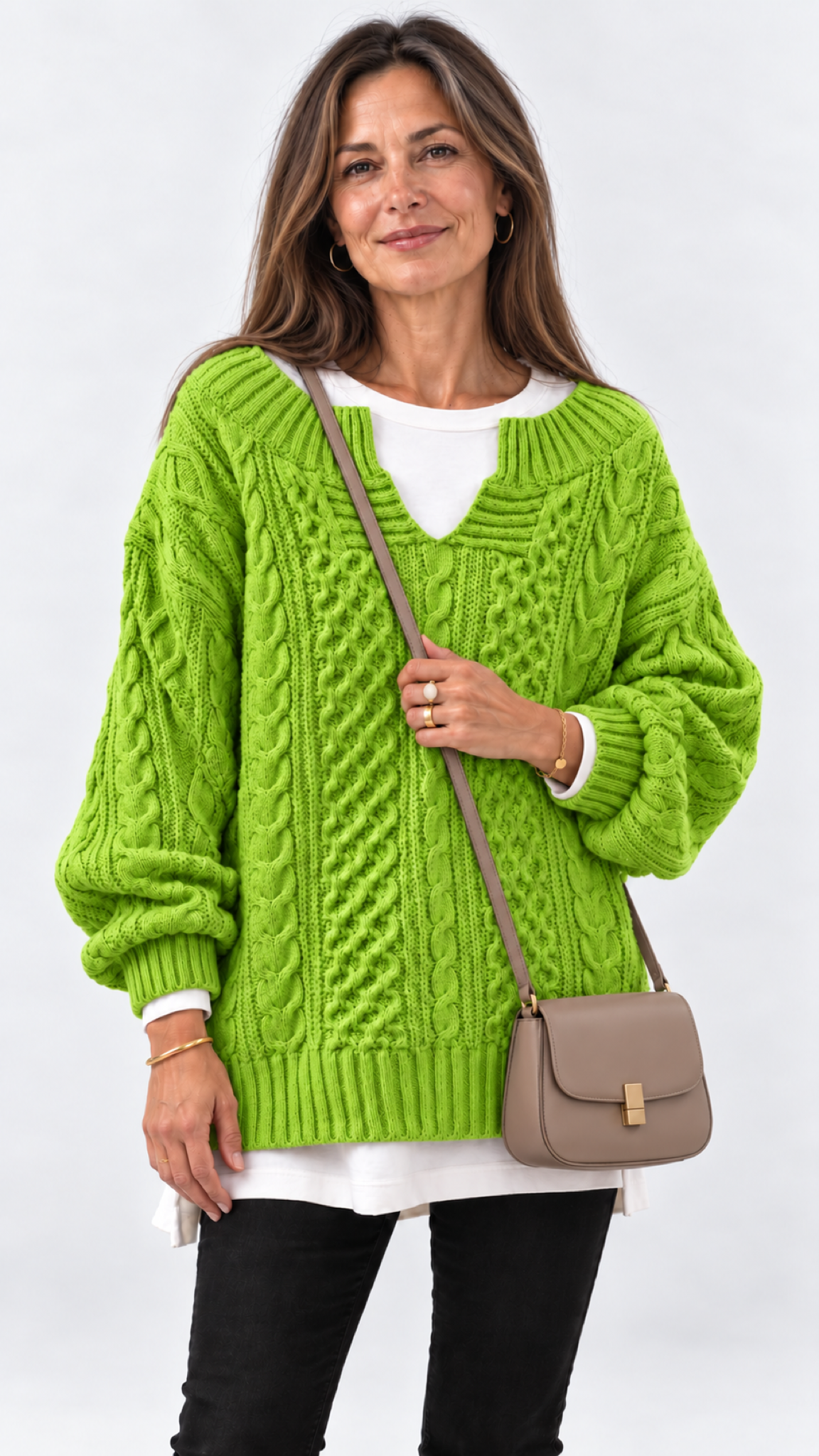 Stacy Oversize-Strickpullover – Grün – Ansicht 15