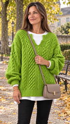Stacy Oversize-Strickpullover – Grün – Ansicht 16