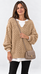 Stacy Oversize-Strickpullover – Khaki – Ansicht 13