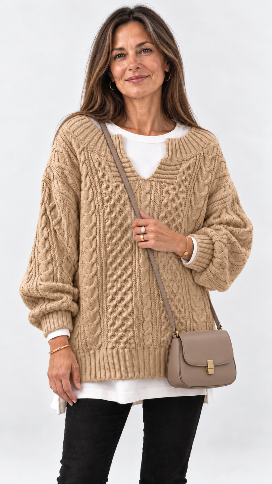 Stacy Oversize-Strickpullover – Khaki – Ansicht 13