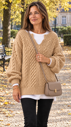 Stacy Oversize-Strickpullover – Khaki – Ansicht 14