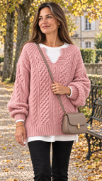 Stacy Oversize-Strickpullover – Rosa – Ansicht 10