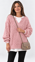 Stacy Oversize-Strickpullover – Rosa – Ansicht 9