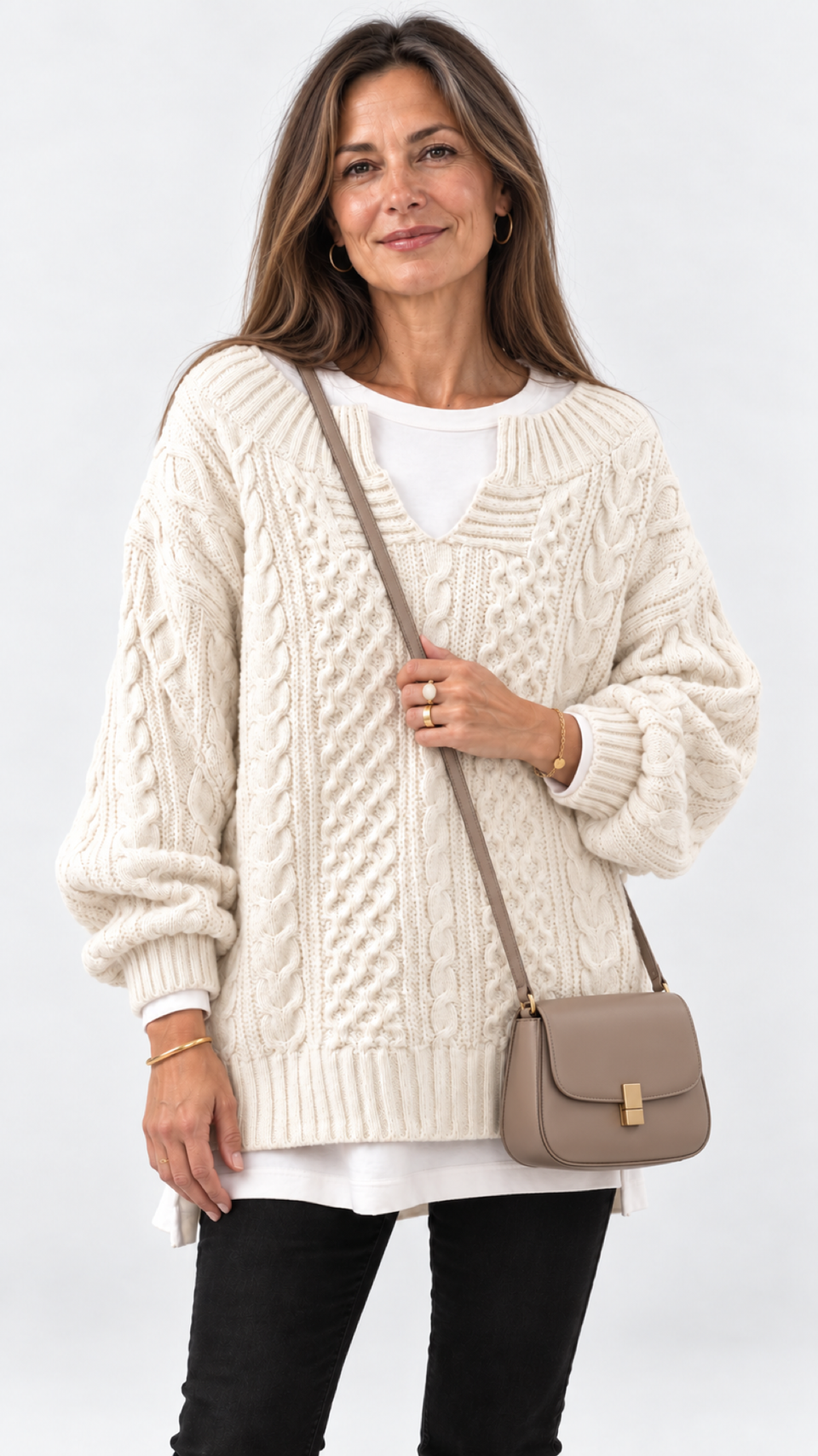 Stacy Oversize-Strickpullover – Weiß – Ansicht 1